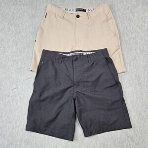 MAVEN Shorts Mens 28 Golf Chino Stretch Pockets Gray and Tan Lot of 2